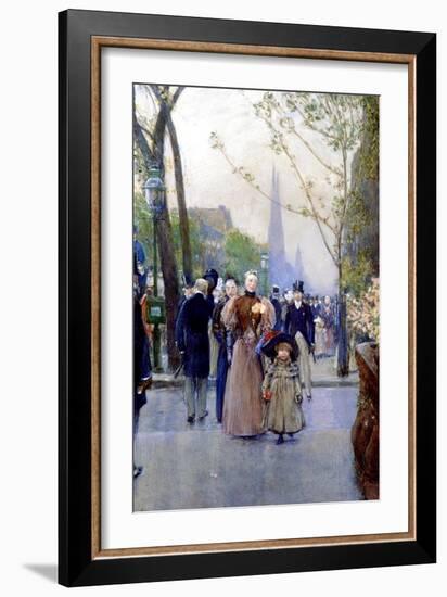 5th Avenue, Sunday, 1890-91-Childe Hassam-Framed Giclee Print