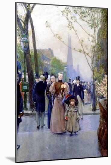 5th Avenue, Sunday, 1890-91-Childe Hassam-Mounted Giclee Print