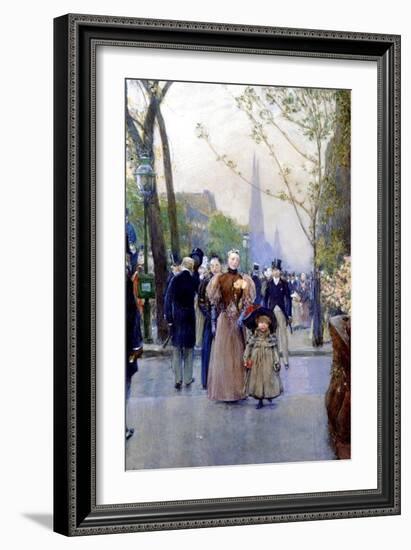 5th Avenue, Sunday, 1890-91-Childe Hassam-Framed Giclee Print