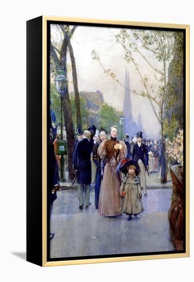 5th Avenue, Sunday, 1890-91-Childe Hassam-Framed Premier Image Canvas