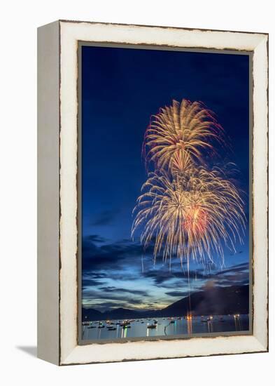 5th of July Fireworks over Whitefish Lake in Whitefish, Montana-Chuck Haney-Framed Premier Image Canvas