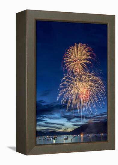 5th of July Fireworks over Whitefish Lake in Whitefish, Montana-Chuck Haney-Framed Premier Image Canvas