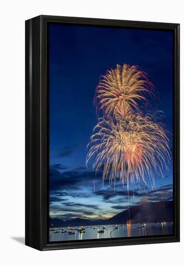 5th of July Fireworks over Whitefish Lake in Whitefish, Montana-Chuck Haney-Framed Premier Image Canvas