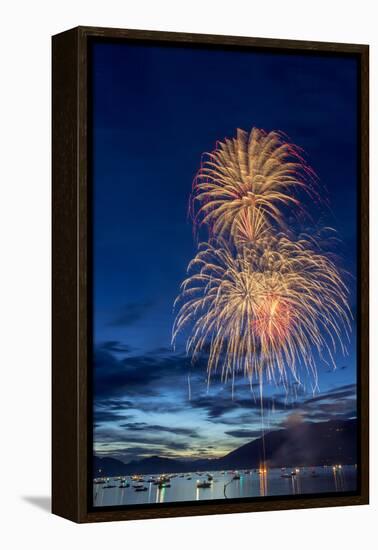 5th of July Fireworks over Whitefish Lake in Whitefish, Montana-Chuck Haney-Framed Premier Image Canvas