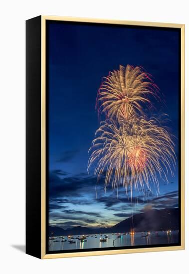 5th of July Fireworks over Whitefish Lake in Whitefish, Montana-Chuck Haney-Framed Premier Image Canvas