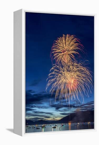 5th of July Fireworks over Whitefish Lake in Whitefish, Montana-Chuck Haney-Framed Premier Image Canvas