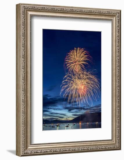 5th of July Fireworks over Whitefish Lake in Whitefish, Montana-Chuck Haney-Framed Photographic Print