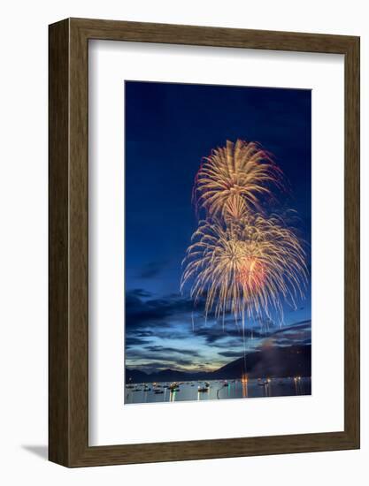 5th of July Fireworks over Whitefish Lake in Whitefish, Montana-Chuck Haney-Framed Photographic Print