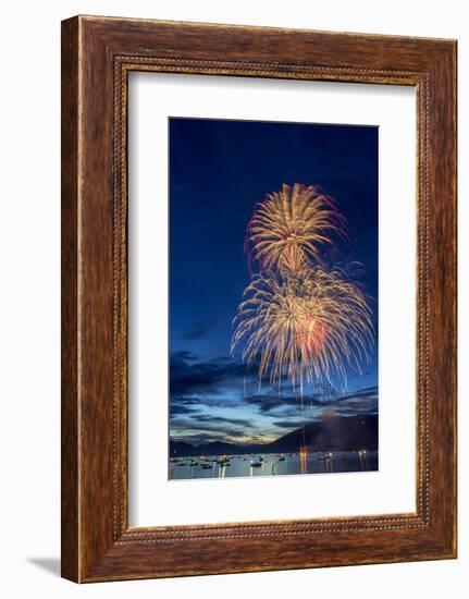 5th of July Fireworks over Whitefish Lake in Whitefish, Montana-Chuck Haney-Framed Photographic Print