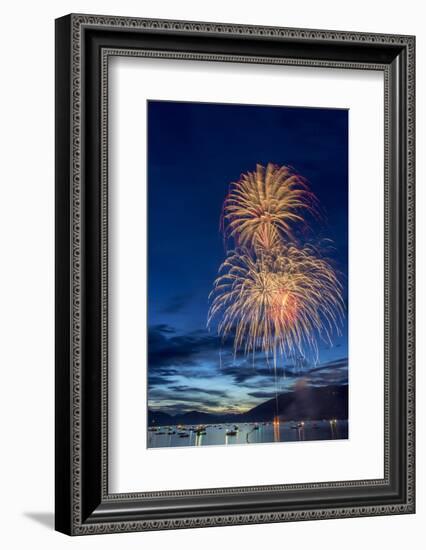 5th of July Fireworks over Whitefish Lake in Whitefish, Montana-Chuck Haney-Framed Photographic Print