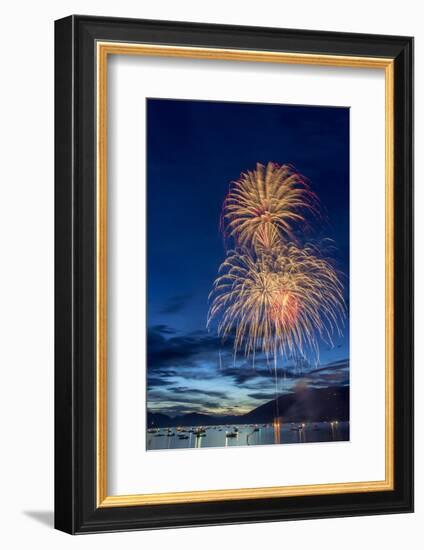 5th of July Fireworks over Whitefish Lake in Whitefish, Montana-Chuck Haney-Framed Photographic Print