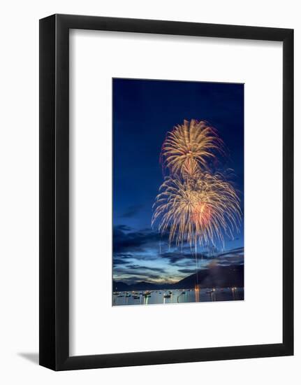 5th of July Fireworks over Whitefish Lake in Whitefish, Montana-Chuck Haney-Framed Photographic Print