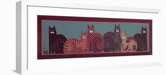 6 Cats with Border-Beverly Johnston-Framed Giclee Print