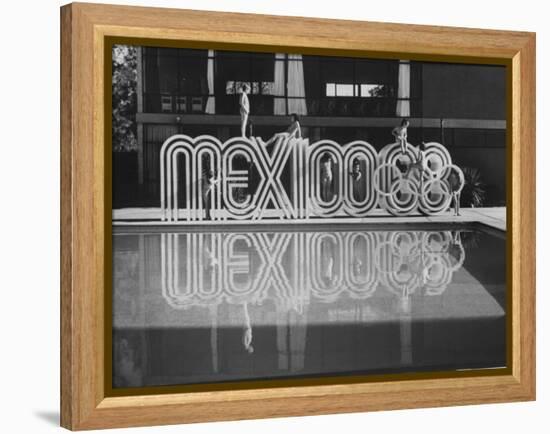 6 Foot Sign Will Stand Outside Each Arena and Stadium of 1968 Olympics, to Be Held in Mexico City-John Dominis-Framed Premier Image Canvas