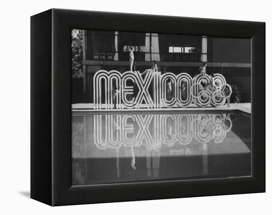 6 Foot Sign Will Stand Outside Each Arena and Stadium of 1968 Olympics, to Be Held in Mexico City-John Dominis-Framed Premier Image Canvas