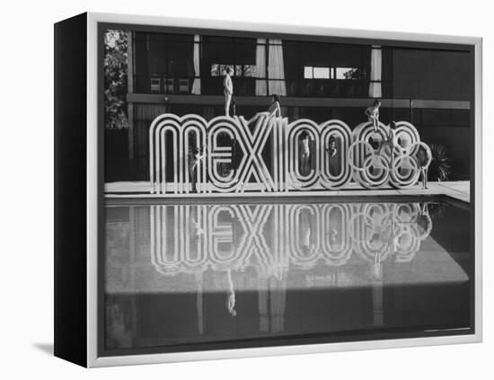 6 Foot Sign Will Stand Outside Each Arena and Stadium of 1968 Olympics, to Be Held in Mexico City-John Dominis-Framed Premier Image Canvas