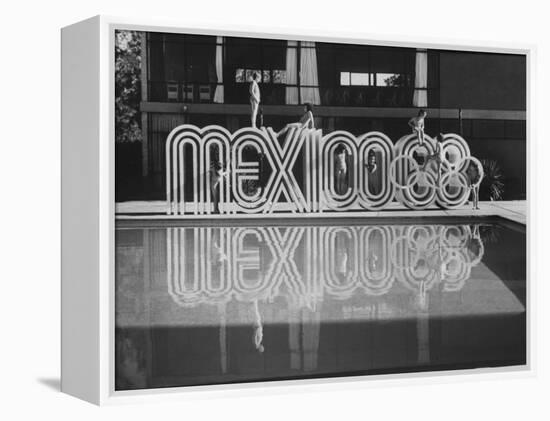 6 Foot Sign Will Stand Outside Each Arena and Stadium of 1968 Olympics, to Be Held in Mexico City-John Dominis-Framed Premier Image Canvas