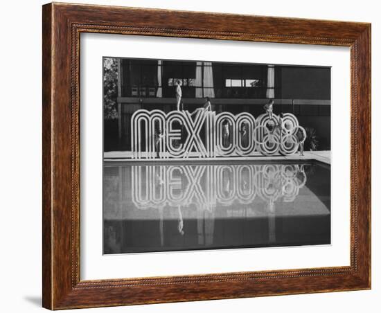 6 Foot Sign Will Stand Outside Each Arena and Stadium of 1968 Olympics, to Be Held in Mexico City-John Dominis-Framed Photographic Print