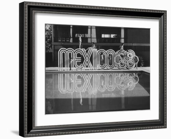 6 Foot Sign Will Stand Outside Each Arena and Stadium of 1968 Olympics, to Be Held in Mexico City-John Dominis-Framed Photographic Print