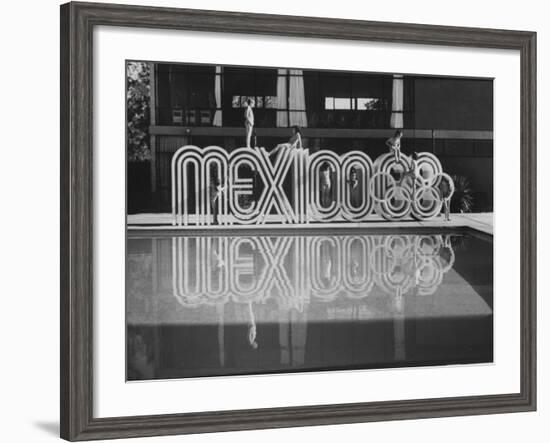 6 Foot Sign Will Stand Outside Each Arena and Stadium of 1968 Olympics, to Be Held in Mexico City-John Dominis-Framed Photographic Print