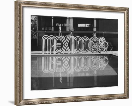 6 Foot Sign Will Stand Outside Each Arena and Stadium of 1968 Olympics, to Be Held in Mexico City-John Dominis-Framed Photographic Print