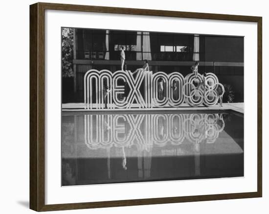 6 Foot Sign Will Stand Outside Each Arena and Stadium of 1968 Olympics, to Be Held in Mexico City-John Dominis-Framed Photographic Print