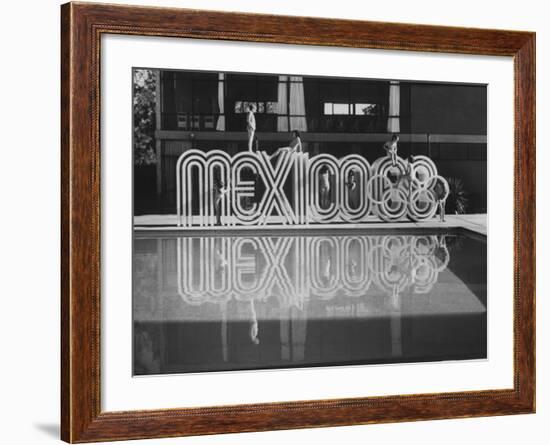 6 Foot Sign Will Stand Outside Each Arena and Stadium of 1968 Olympics, to Be Held in Mexico City-John Dominis-Framed Photographic Print