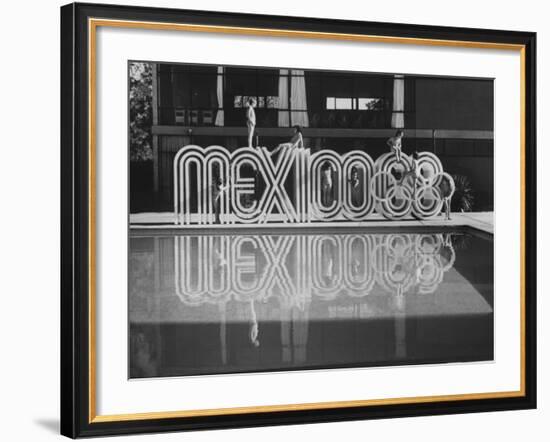 6 Foot Sign Will Stand Outside Each Arena and Stadium of 1968 Olympics, to Be Held in Mexico City-John Dominis-Framed Photographic Print