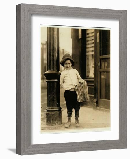 6 Year Old Newsboy-Lewis Wickes Hine-Framed Photographic Print