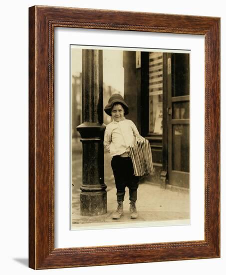 6 Year Old Newsboy-Lewis Wickes Hine-Framed Photographic Print