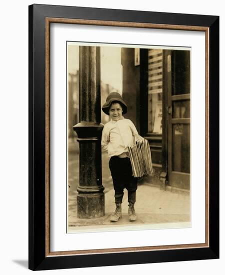 6 Year Old Newsboy-Lewis Wickes Hine-Framed Photographic Print