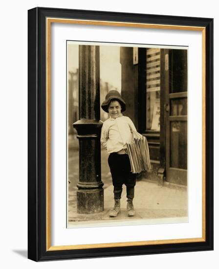 6 Year Old Newsboy-Lewis Wickes Hine-Framed Photographic Print