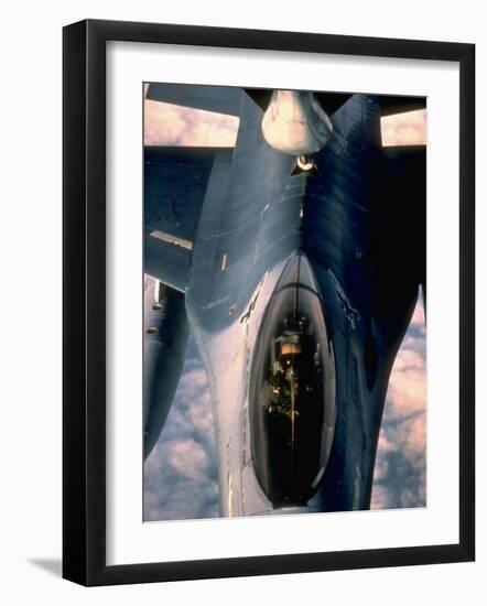 613th Tactical Flight Squadron, F-16A Falcon Fighter Aircraft Taking on Fuel over Sicily-null-Framed Photographic Print