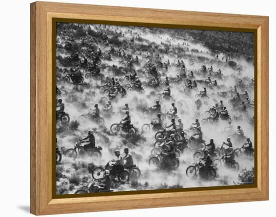 650 Motorcyclists Race Through the Mojave Desert-Bill Eppridge-Framed Premier Image Canvas