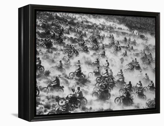 650 Motorcyclists Race Through the Mojave Desert-Bill Eppridge-Framed Premier Image Canvas