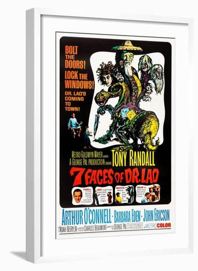 7 Faces of Dr. Lao, (aka Seven Faces of Dr. Lao), US poster, Tony Randall, 1964-null-Framed Art Print