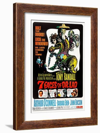 7 Faces of Dr. Lao, (aka Seven Faces of Dr. Lao), US poster, Tony Randall, 1964-null-Framed Art Print