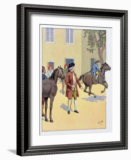 7 Year Old Napoleon Rides an Unruly Horse, 1777-Jacques de Breville-Framed Art Print