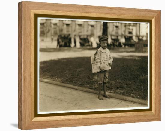 7 Year Old Newsboy Ferris in Mobile, Alabama, 1914-Lewis Wickes Hine-Framed Premier Image Canvas