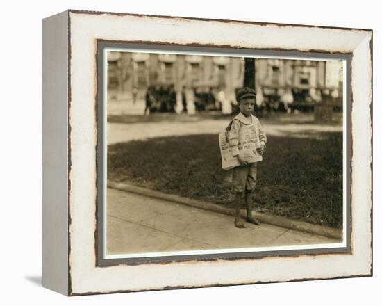 7 Year Old Newsboy Ferris in Mobile, Alabama, 1914-Lewis Wickes Hine-Framed Premier Image Canvas