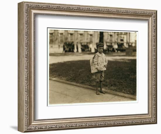 7 Year Old Newsboy Ferris in Mobile, Alabama, 1914-Lewis Wickes Hine-Framed Photographic Print