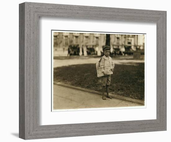 7 Year Old Newsboy Ferris in Mobile, Alabama, 1914-Lewis Wickes Hine-Framed Photographic Print