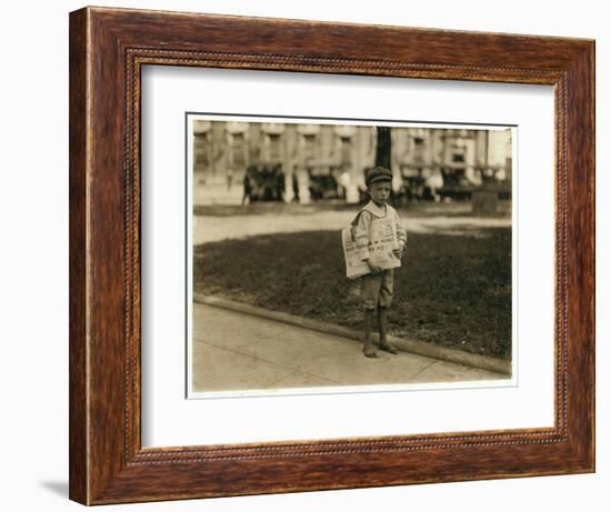 7 Year Old Newsboy Ferris in Mobile, Alabama, 1914-Lewis Wickes Hine-Framed Photographic Print