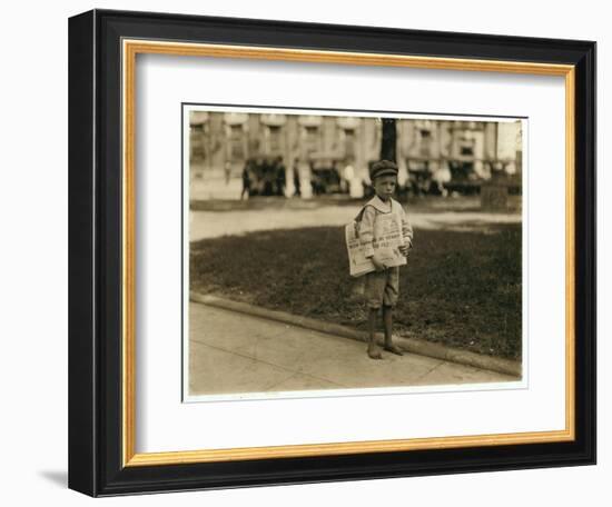 7 Year Old Newsboy Ferris in Mobile, Alabama, 1914-Lewis Wickes Hine-Framed Photographic Print