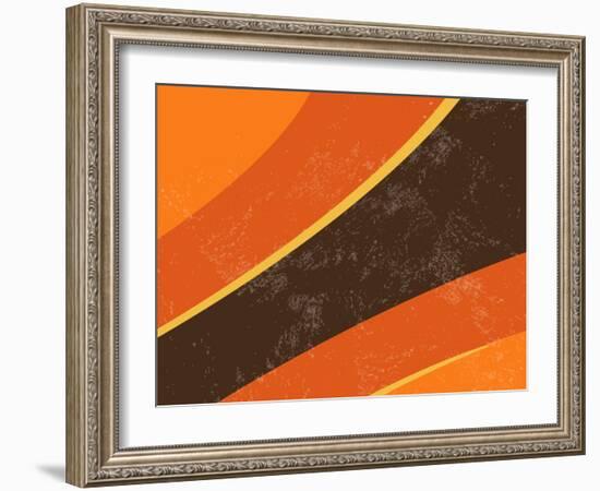 70S Retro Background - Abstract Curved Lines-one AND only-Framed Photographic Print