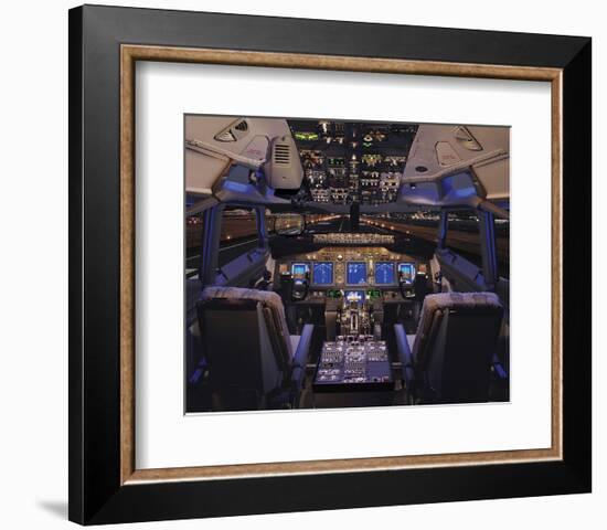 737 Flight deck before Take-Off-null-Framed Premium Giclee Print