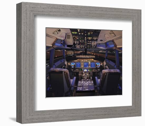 737 Flight deck before Take-Off-null-Framed Premium Giclee Print