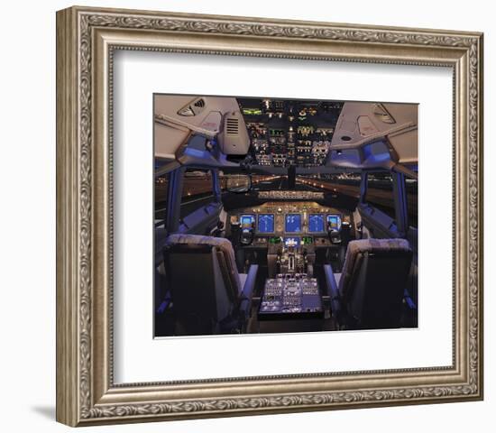 737 Flight deck before Take-Off-null-Framed Art Print