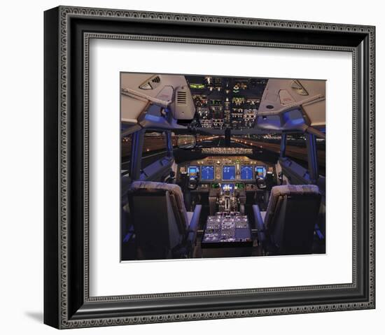 737 Flight deck before Take-Off-null-Framed Art Print