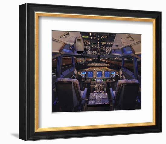 737 Flight deck before Take-Off-null-Framed Art Print